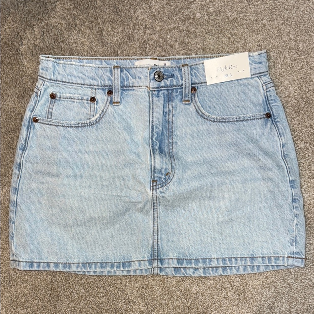 A&F High Rise Denim Mini Skirt NWT